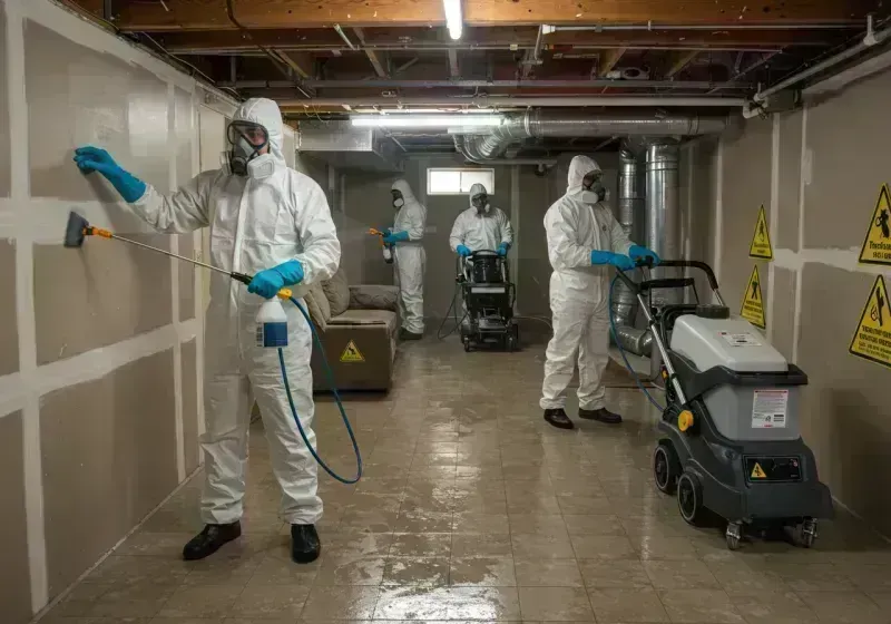 Basement Moisture Removal and Structural Drying process in El Dorado Springs, MO